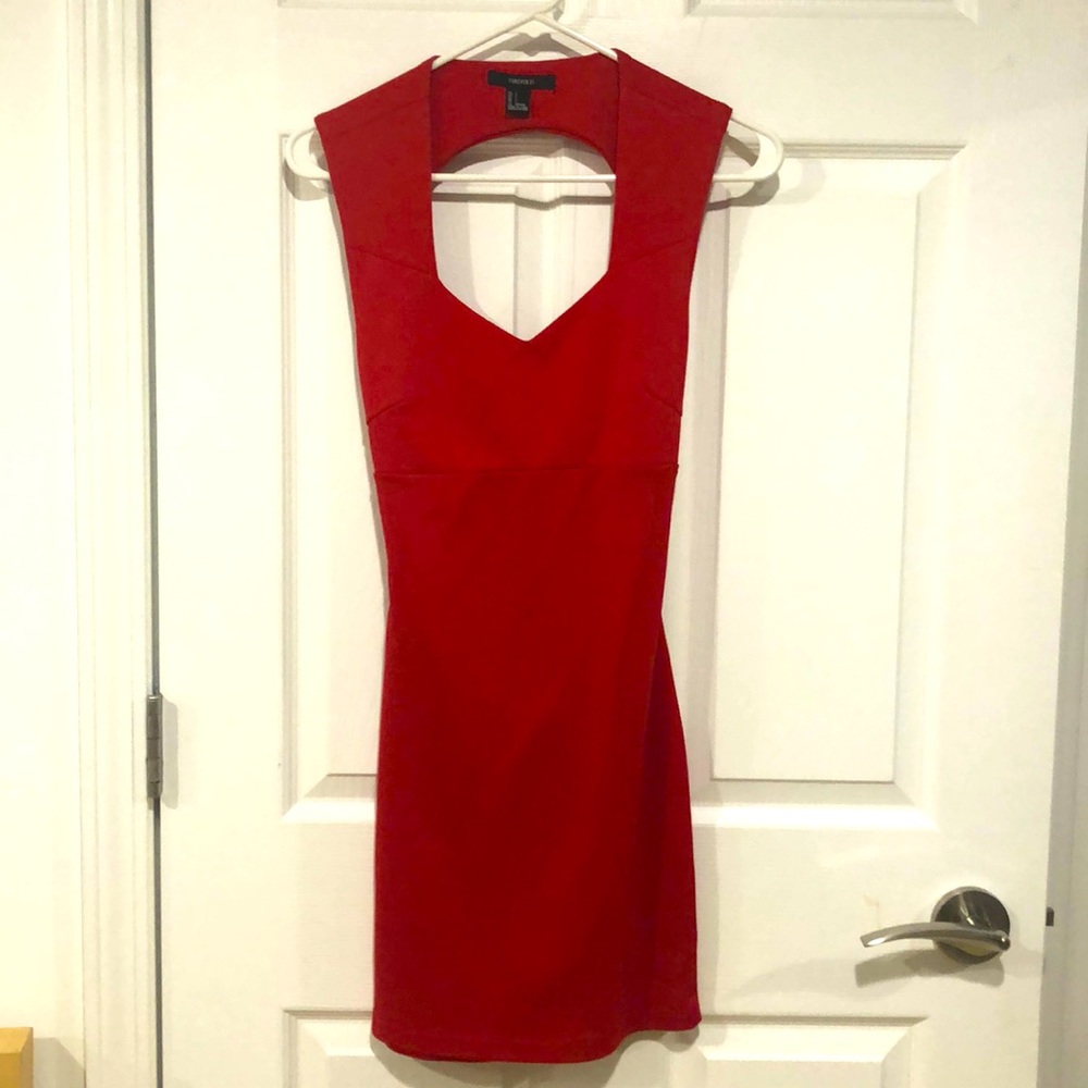 Red backless dress